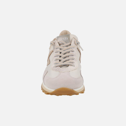 Zapatillas deportivas Cetti en combinado marfil con cordones elásticos