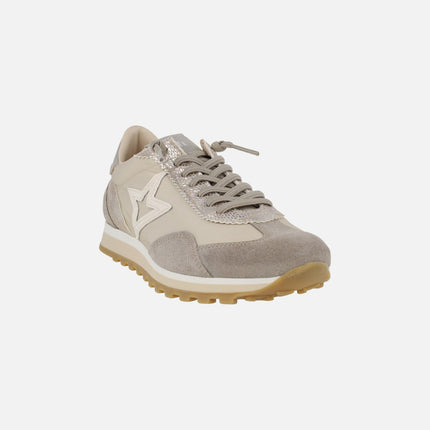 Zapatillas deportivas Cetti en combinado Old rose con cordones elásticos