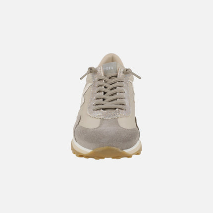 Zapatillas deportivas Cetti en combinado Old rose con cordones elásticos