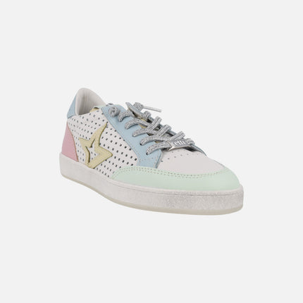 Deportivas de piel con calados en combinado multicolor