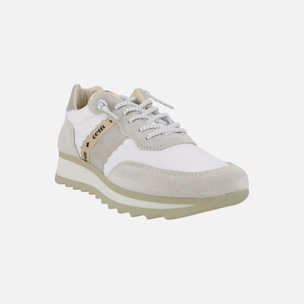 Zapatillas deportivas en combinado multi material con cordones elásticos