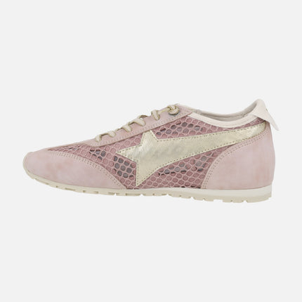 Zapatillas deportivas en combinado de piel y tejido rejilla