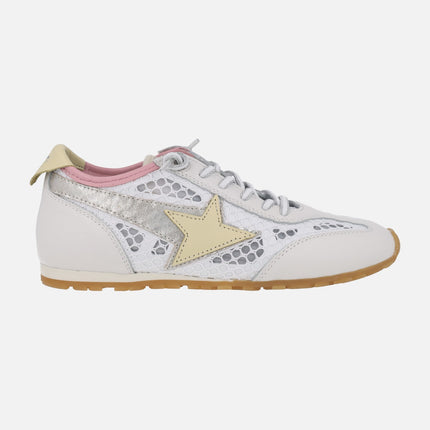 Zapatillas deportivas en combinado de piel y tejido rejilla