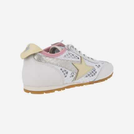 Zapatillas deportivas en combinado de piel y tejido rejilla