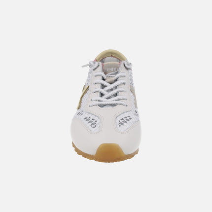 Zapatillas deportivas en combinado de piel y tejido rejilla