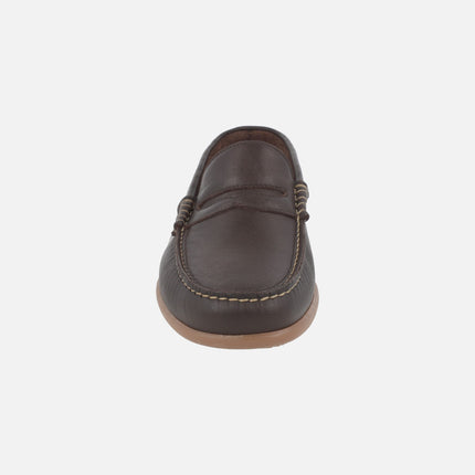 Mocasines de piel estilo náuticos con antifaz Mediterrani