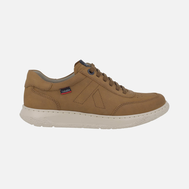 Zapatos deportivos para hombre en piel nobuck con cordones