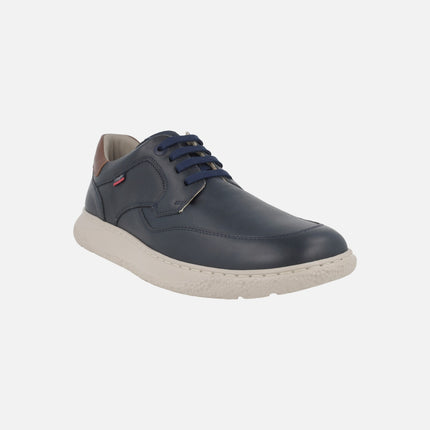 Zapatos de piel azul marino con cordones y suela Extralight