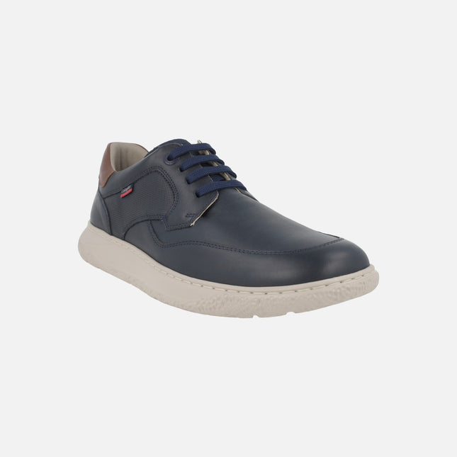 Zapatos de piel azul marino con cordones y suela Extralight