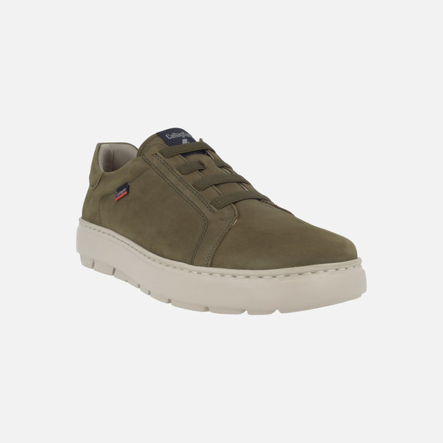 Men's sneakers in leather nubuck with elastics Adaptable 