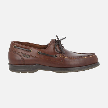 Zapatos náuticos para hombre en piel marrón