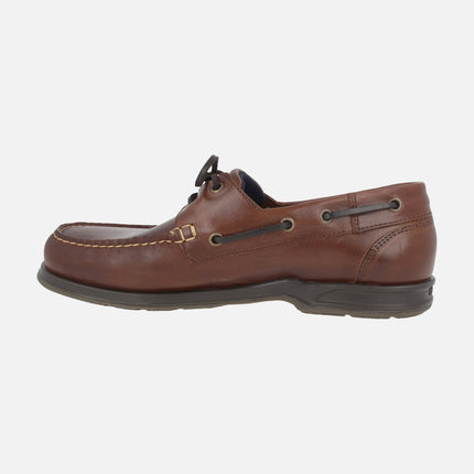 Zapatos náuticos para hombre en piel marrón