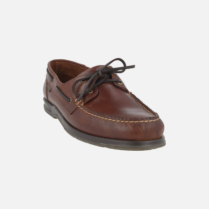 Zapatos náuticos para hombre en piel marrón