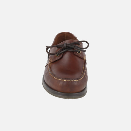 Zapatos náuticos para hombre en piel marrón