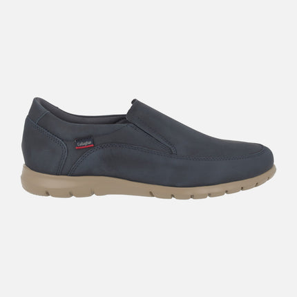 Men's comfort moccasins in nubuck with elastics