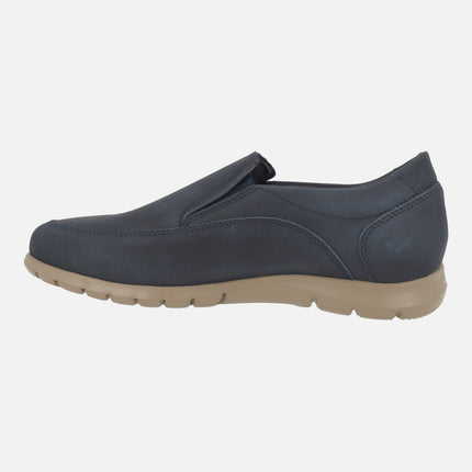 Men's comfort moccasins in nubuck with elastics