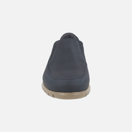 Men's comfort moccasins in nubuck with elastics