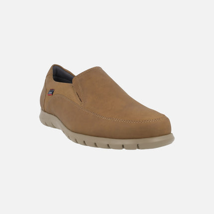 Men's comfort moccasins in nubuck with elastics