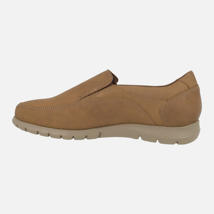 Men's comfort moccasins in nubuck with elastics