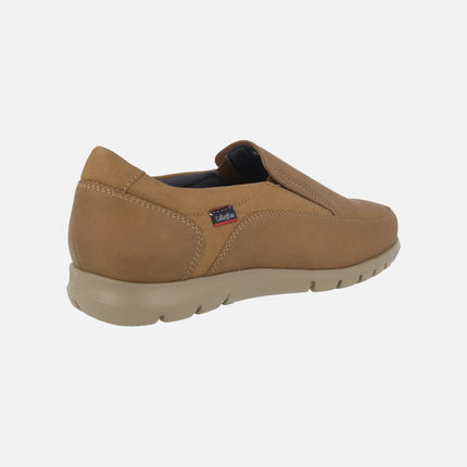 Men's comfort moccasins in nubuck with elastics