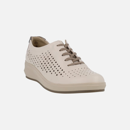 Beige chopped leather sneakers