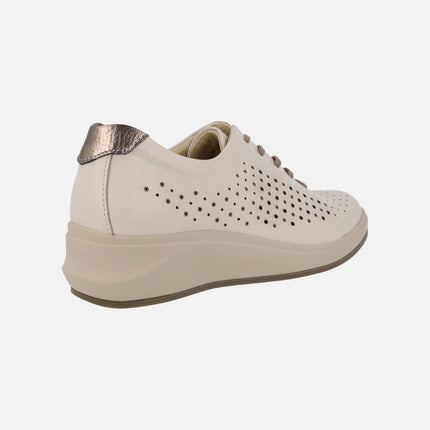 Beige chopped leather sneakers