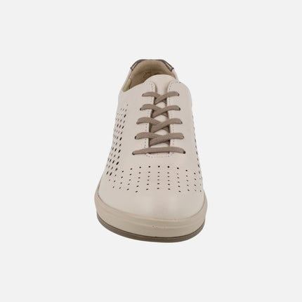 Beige chopped leather sneakers