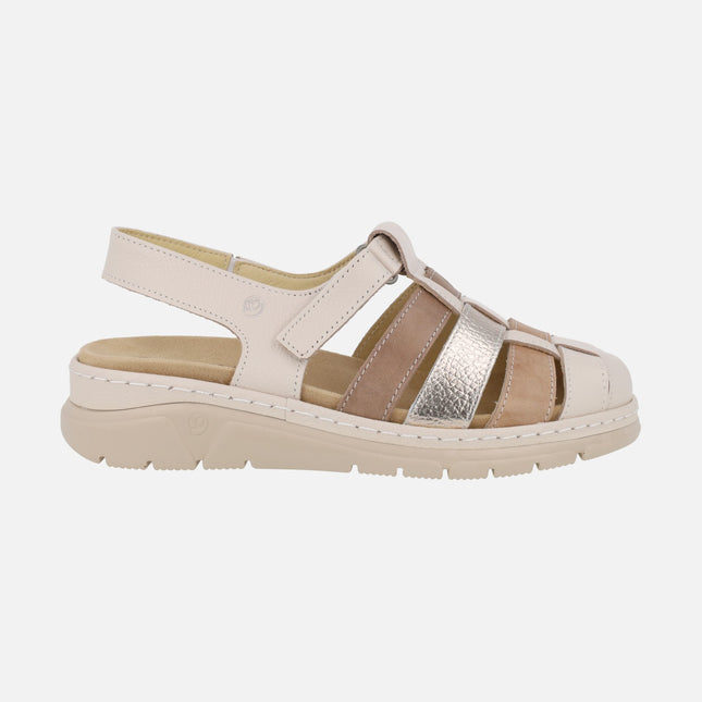 Sandalias combinadas estilo cangrejeras con cierre de velcro