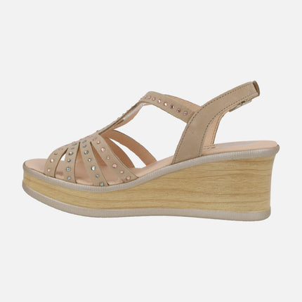 Sandalias de ante con plataforma y strass de colores