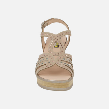 Sandalias de ante con plataforma y strass de colores