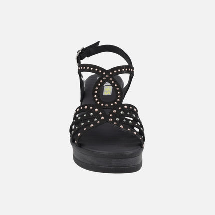 Sandalias de ante con plataforma y strass de colores