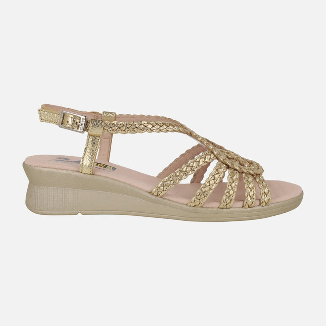 Sandalias confort bajas de piel trenzada