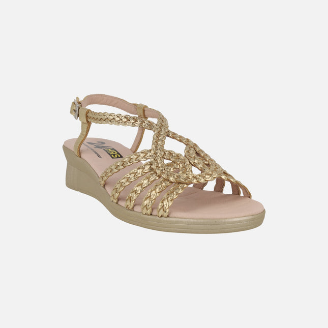 Sandalias confort bajas de piel trenzada