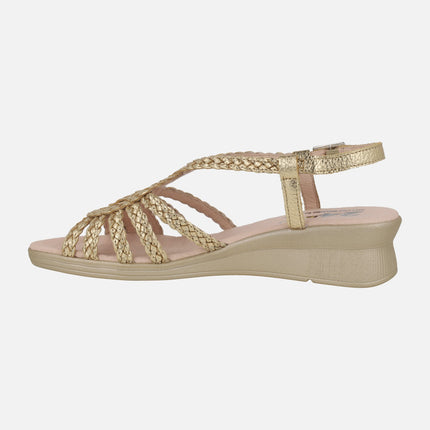 Sandalias confort bajas de piel trenzada