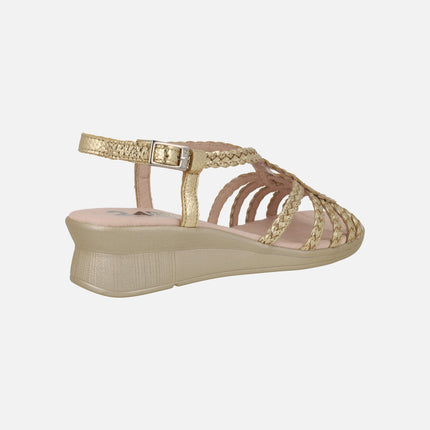Sandalias confort bajas de piel trenzada