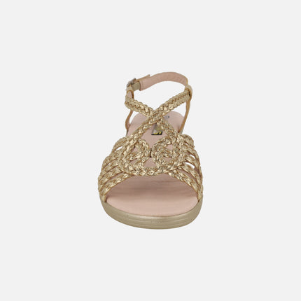 Sandalias confort bajas de piel trenzada