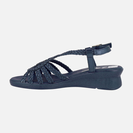 Sandalias confort bajas de piel trenzada