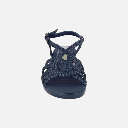 Sandalias confort bajas de piel trenzada