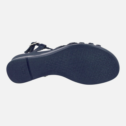 Sandalias confort bajas de piel trenzada