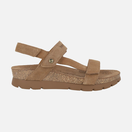 Selma suede leather sandals with velcro closure