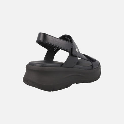 Sandalias negras de piel con plataforma y cierre de velcros Noor