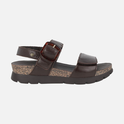 Sandalias para mujer Panama jack Sara en piel napa marrón