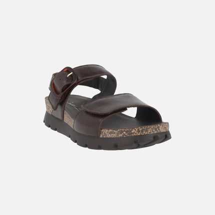 Sandalias para mujer Panama jack Sara en piel napa marrón