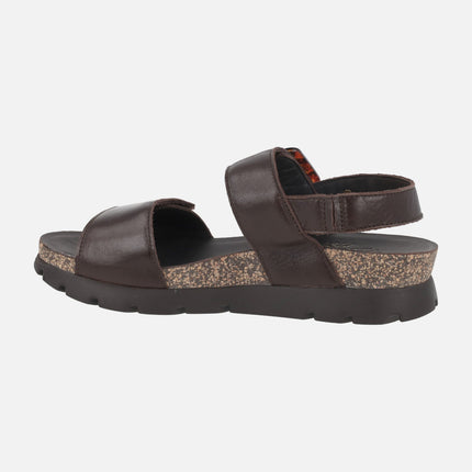 Sandalias para mujer Panama jack Sara en piel napa marrón