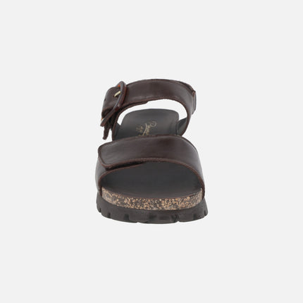 Sandalias para mujer Panama jack Sara en piel napa marrón
