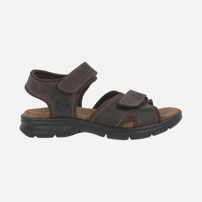 Sanders Basics Men's Leather Sandals with Velcro Closure