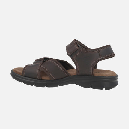 Sanders Basics Men's Leather Sandals with Velcro Closure