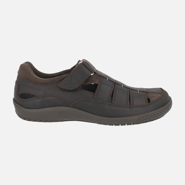 Meridian Basics men's sandals in brown leather
