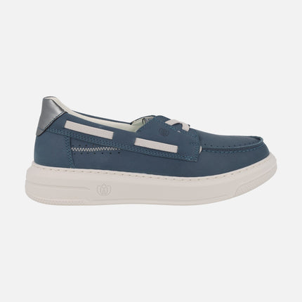 Boating shoes in nubuck leather with elastic bands