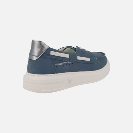 Boating shoes in nubuck leather with elastic bands